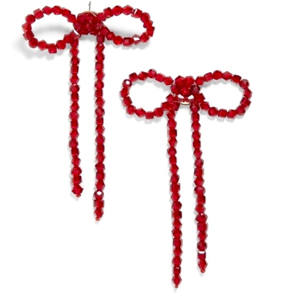 Glass Faceted Bead Bow Earrings